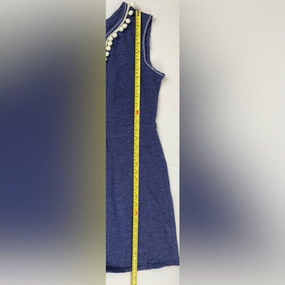 BODEN Carina Sleeveless Knit Mini Dress Navy/White Pom Poms Ric Rac Detail Sz 6R - Picture 8 of 11